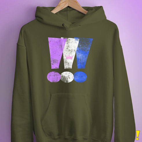 Drag Pride Grunge Exclamation Points Hoodie - Army